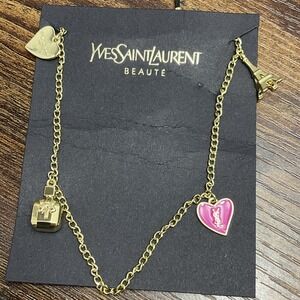 NEW Limited Edition‎ YSL Mon Paris Gold Phone Charm Bag Accessory